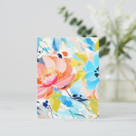 Abstraktes Blumenmuster-Gemälde Postkarte
