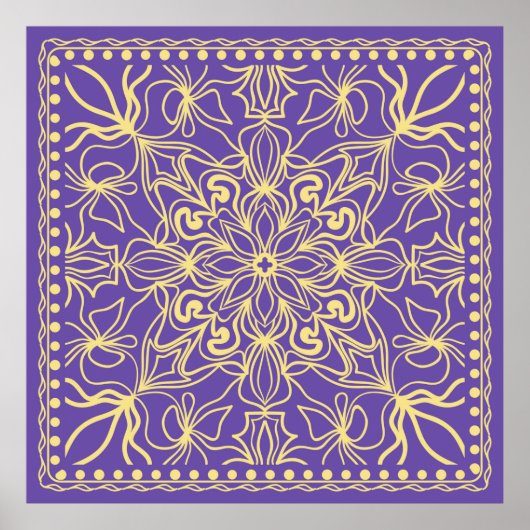 Abstraktes Blumenmuster. Geometrie, Mandala-Design Poster (Vorne)