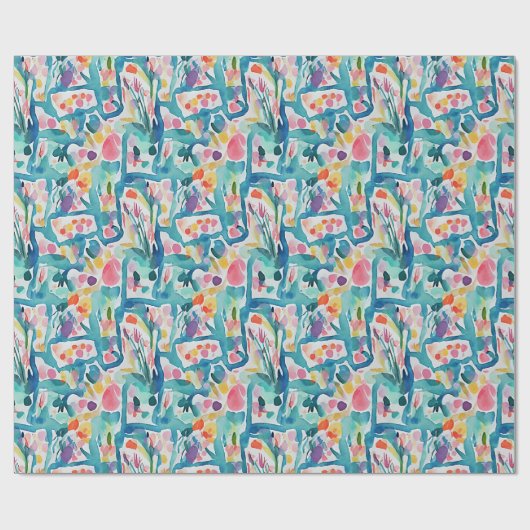 Abstraktes Blumenmuster Geschenkpapier (Flach)
