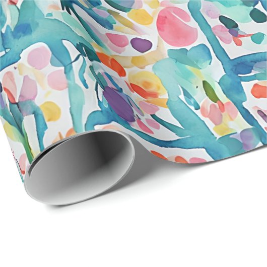 Abstraktes Blumenmuster Geschenkpapier (Rolleneckpunkt)