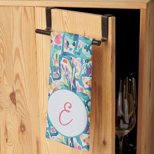 Abstraktes Blumenmuster Geschirrtuch (Drittel gefaltet)