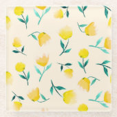 Abstraktes Blumenmuster Glasuntersetzer (Vorderseite)