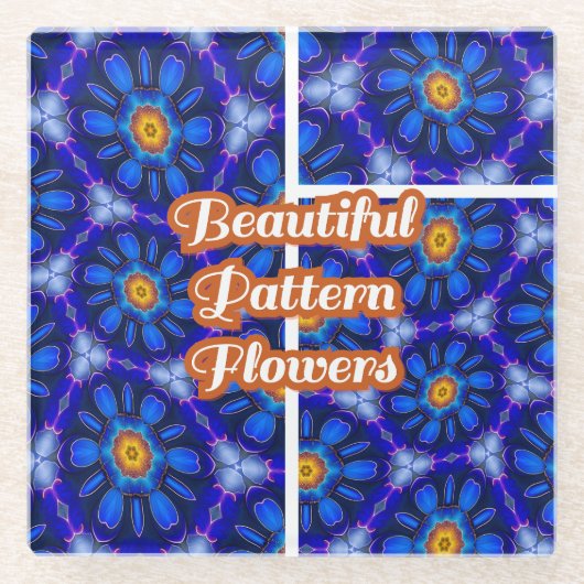 Abstraktes Blumenmuster Glasuntersetzer (Vorderseite)