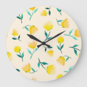 Abstraktes Blumenmuster Große Wanduhr (Vorderseite)