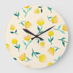 Abstraktes Blumenmuster Große Wanduhr