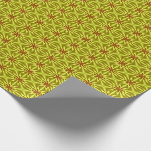 Abstraktes Blumenmuster in Gelb und Orange Geschenkpapier (Ecke)