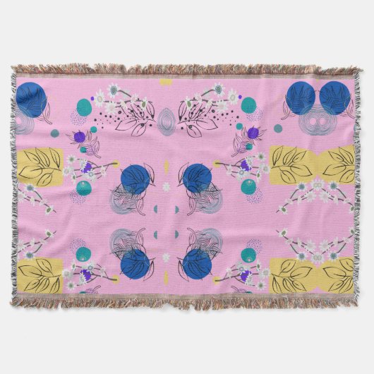 Abstraktes Blumenmuster in Rosa Chic Decke (Vorderseite)