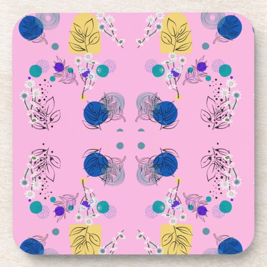Abstraktes Blumenmuster in Rosa Chic Getränkeuntersetzer (Vorderseite)