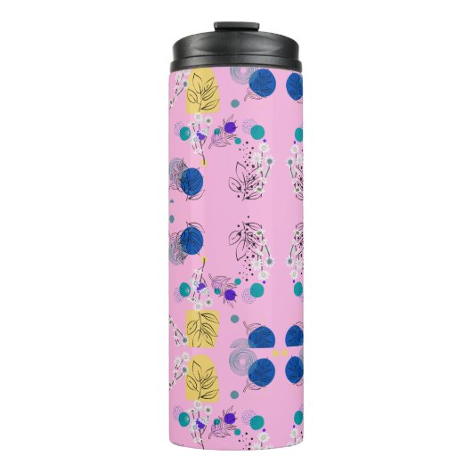 Abstraktes Blumenmuster in Rosa Chic Thermosbecher (Vorderseite)