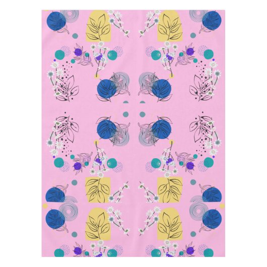 Abstraktes Blumenmuster in Rosa Chic Tischdecke (Vorderseite)