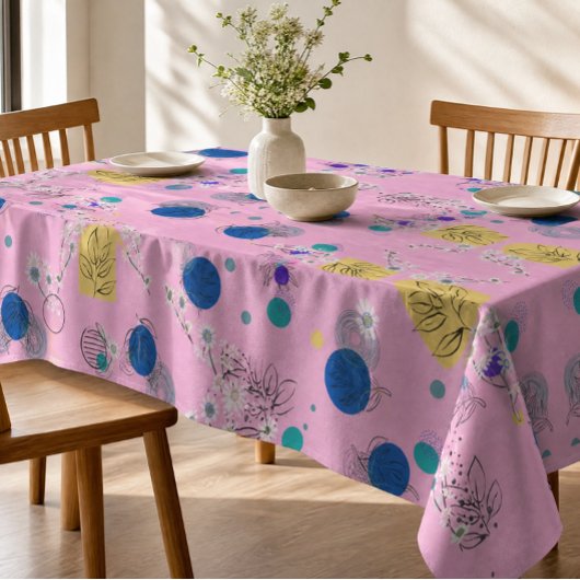 Abstraktes Blumenmuster in Rosa Chic Tischdecke