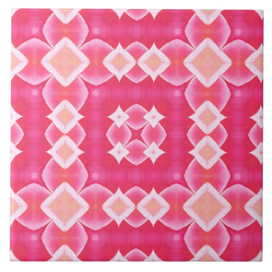 Abstraktes Blumenmuster in rosa Quadrat Fliese (Vorderseite)