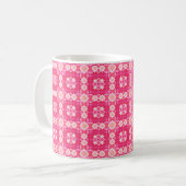 Abstraktes Blumenmuster in rosa Quadrat Kaffeetasse (Vorderseite Links)