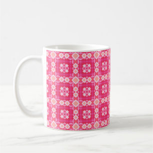 Abstraktes Blumenmuster in rosa Quadrat Kaffeetasse