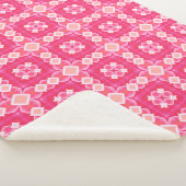 Abstraktes Blumenmuster in rosa Quadrat Sherpadecke (3/4)