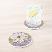 Abstraktes Blumenmuster in Rosa und Blau Sandstein Untersetzer (Seite)