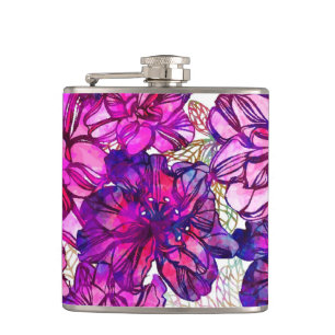 Abstraktes Blumenmuster in Rosa und Lila Flachmann