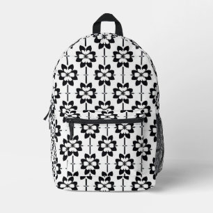 Abstraktes Blumenmuster in Schwarz-Weiß Bedruckter Rucksack