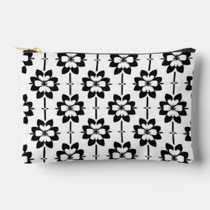 Abstraktes Blumenmuster in Schwarz-Weiß Zubehörtasche