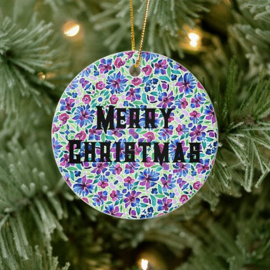 Abstraktes Blumenmuster - Keramik Ornament (Baum)