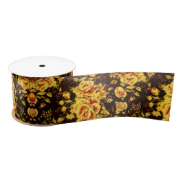 Abstraktes Blumenmuster mit goldener Blume Satinband