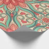 abstraktes Blumenmuster mit Herz auf einem leichte Geschenkpapier (Ecke)