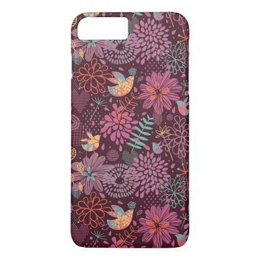 Abstraktes Blumenmuster mit Vögeln Case-Mate iPhone Hülle (Rückseite)