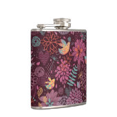 Abstraktes Blumenmuster mit Vögeln Flachmann (Rechts)