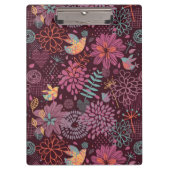 Abstraktes Blumenmuster mit Vögeln Klemmbrett (Vorderseite)