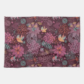 Abstraktes Blumenmuster mit Vögeln Küchentuch (Horizontal)
