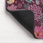 Abstraktes Blumenmuster mit Vögeln Mousepad (Ecke)