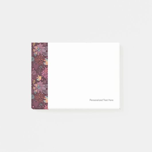 Abstraktes Blumenmuster mit Vögeln Post-it Klebezettel (Vorderseite)