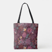 Abstraktes Blumenmuster mit Vögeln Tasche (Rückseite)