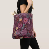 Abstraktes Blumenmuster mit Vögeln Tasche (Von Nahem)