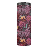 Abstraktes Blumenmuster mit Vögeln Thermosbecher (Rückseite)