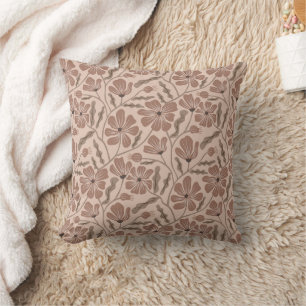 Abstraktes Blumenmuster Mocha Mousse Kissen