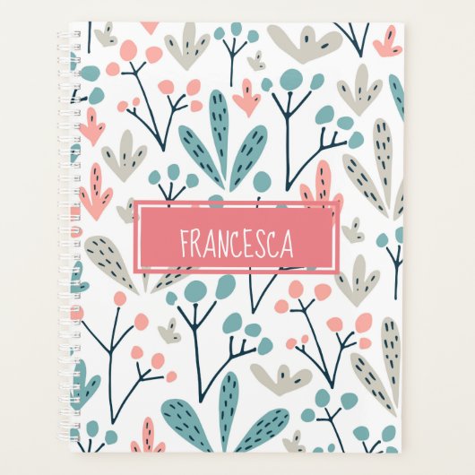 Abstraktes Blumenmuster Monogramm Planer (Vorderseite)