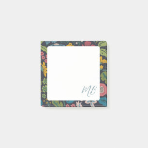 Abstraktes Blumenmuster-Monogramm Post-it Klebezettel