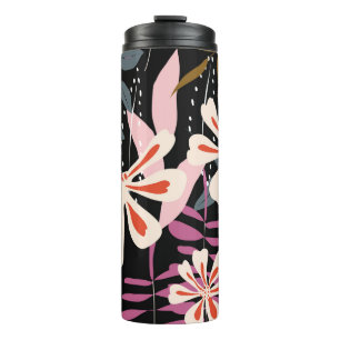 Abstraktes Blumenmuster nahtlos im Hintergrund Thermosbecher