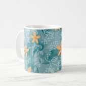 Abstraktes Blumenmuster Orange aquamarin Kaffeetasse (Vorderseite Links)