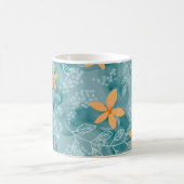 Abstraktes Blumenmuster Orange aquamarin Kaffeetasse (Mittel)