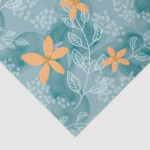 Abstraktes Blumenmuster Orange aquamarin Seidenpapier (Detail)