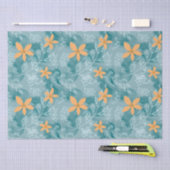 Abstraktes Blumenmuster Orange aquamarin Seidenpapier (Handwerk)