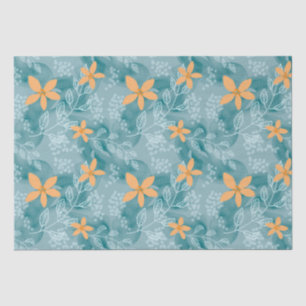 Abstraktes Blumenmuster Orange aquamarin Seidenpapier