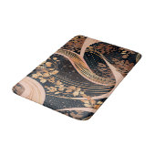 Abstraktes Blumenmuster, Polka-Punkte, Reben Badematte (Schrägansicht)