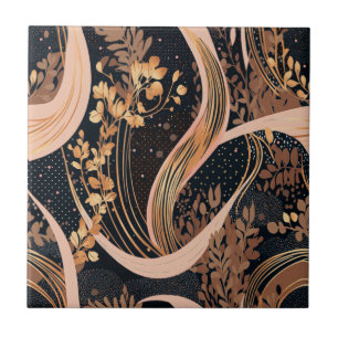 Abstraktes Blumenmuster, Polka-Punkte, Reben Fliese