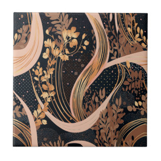 Abstraktes Blumenmuster, Polka-Punkte, Reben Fliese