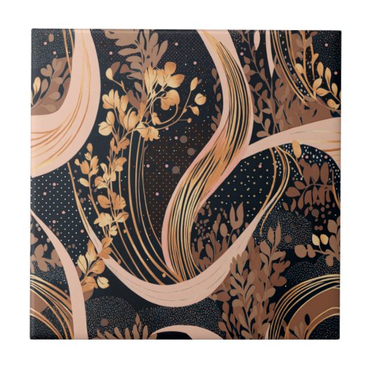 Abstraktes Blumenmuster, Polka-Punkte, Reben Fliese (Vorderseite)