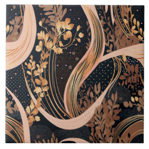 Abstraktes Blumenmuster, Polka-Punkte, Reben Fliese