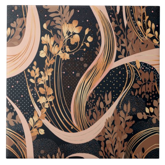 Abstraktes Blumenmuster, Polka-Punkte, Reben Fliese (Vorderseite)